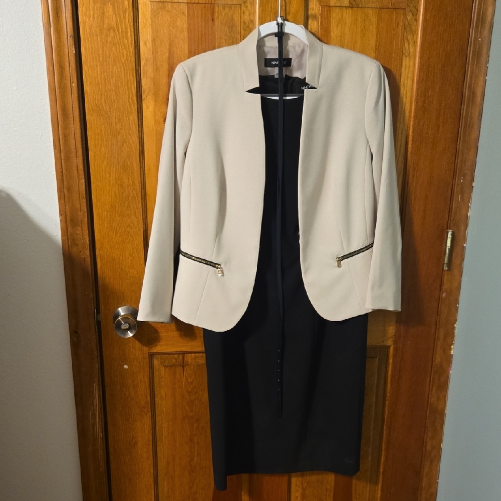 Nine West Beige Blazer with Black Dress